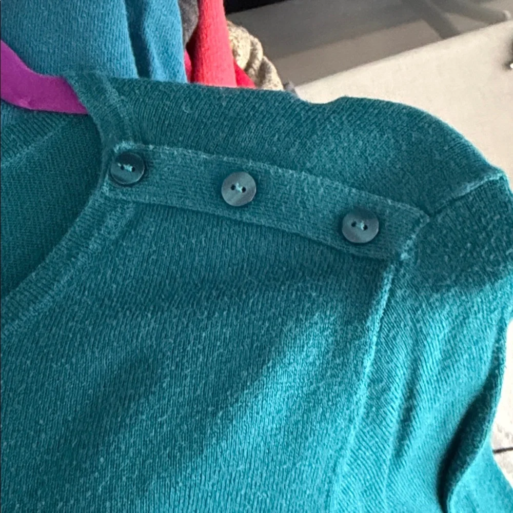 Ann Taylor Teal Button-Shoulder Long Sleeve sweater - Picture 3 of 3